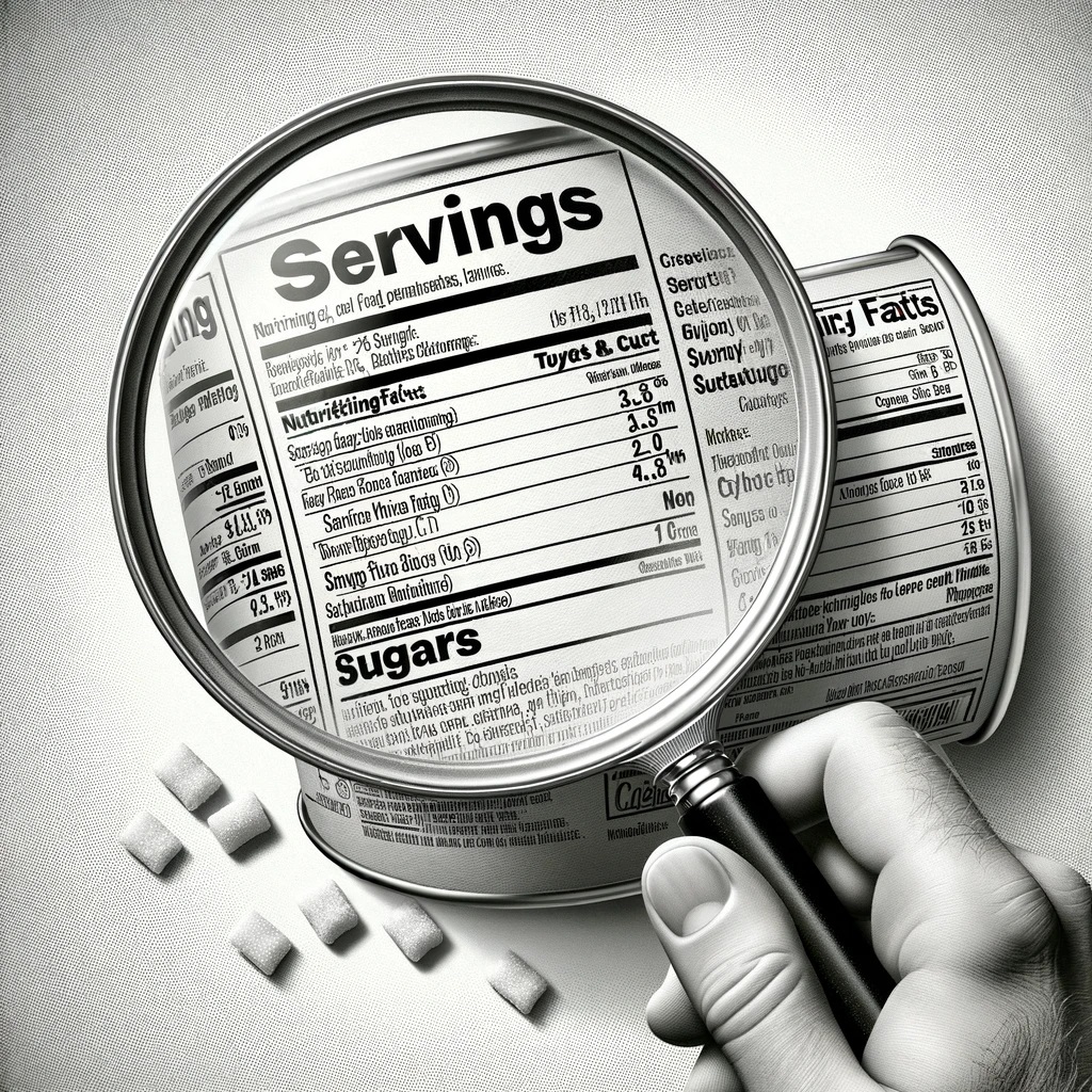 Magnifying glass over nutrition label